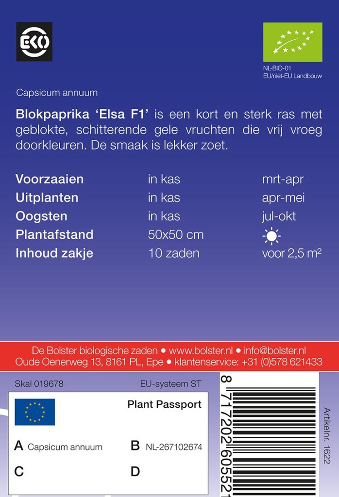 De Bolster Blokpaprika 'Elsa F1'