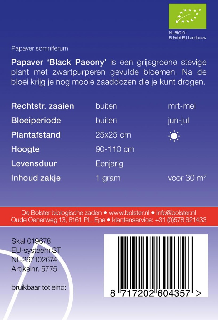 De Bolster Papaver 'Black Paeony'