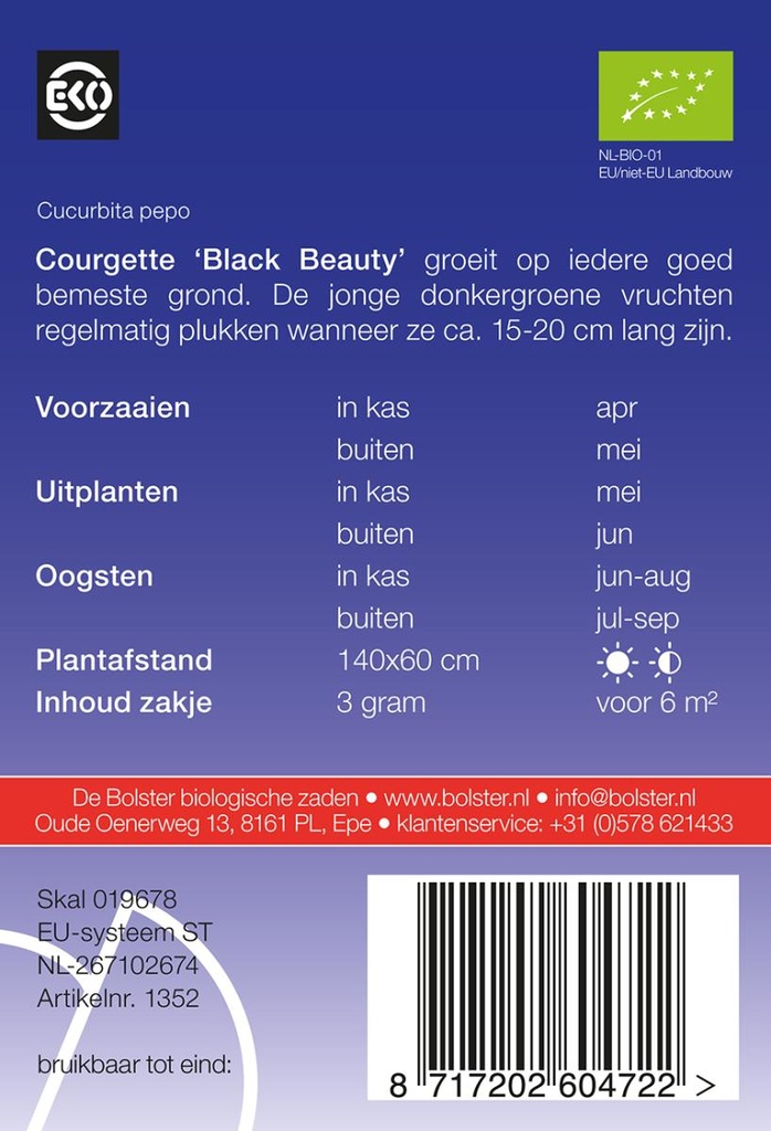 De Bolster Courgette Black Beauty