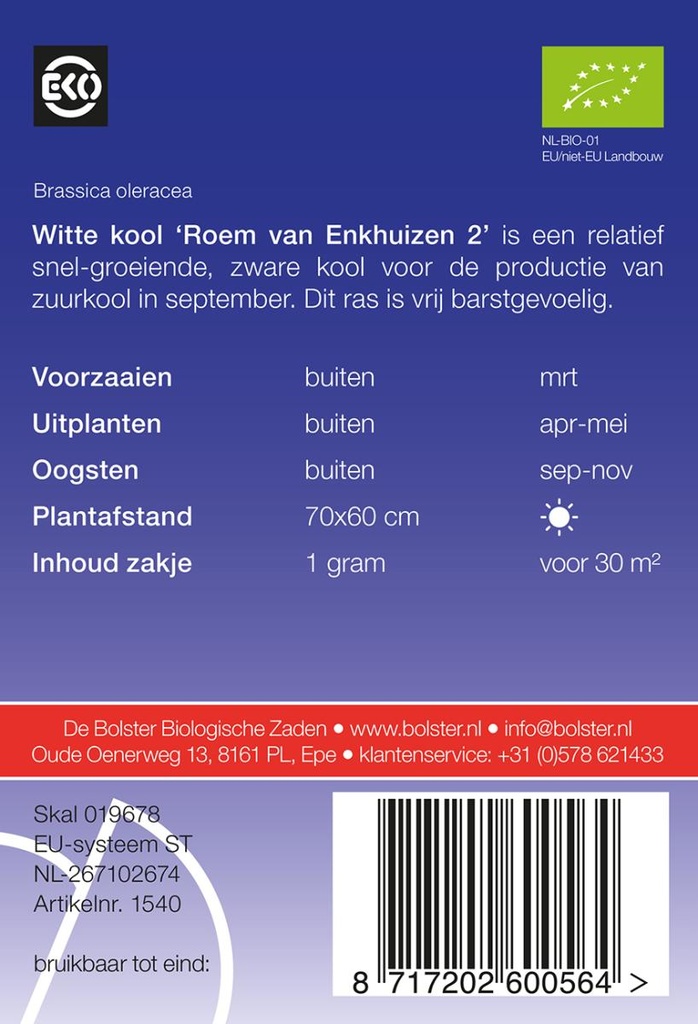 De bolster Witte kool Roem van Enkhuizen 2