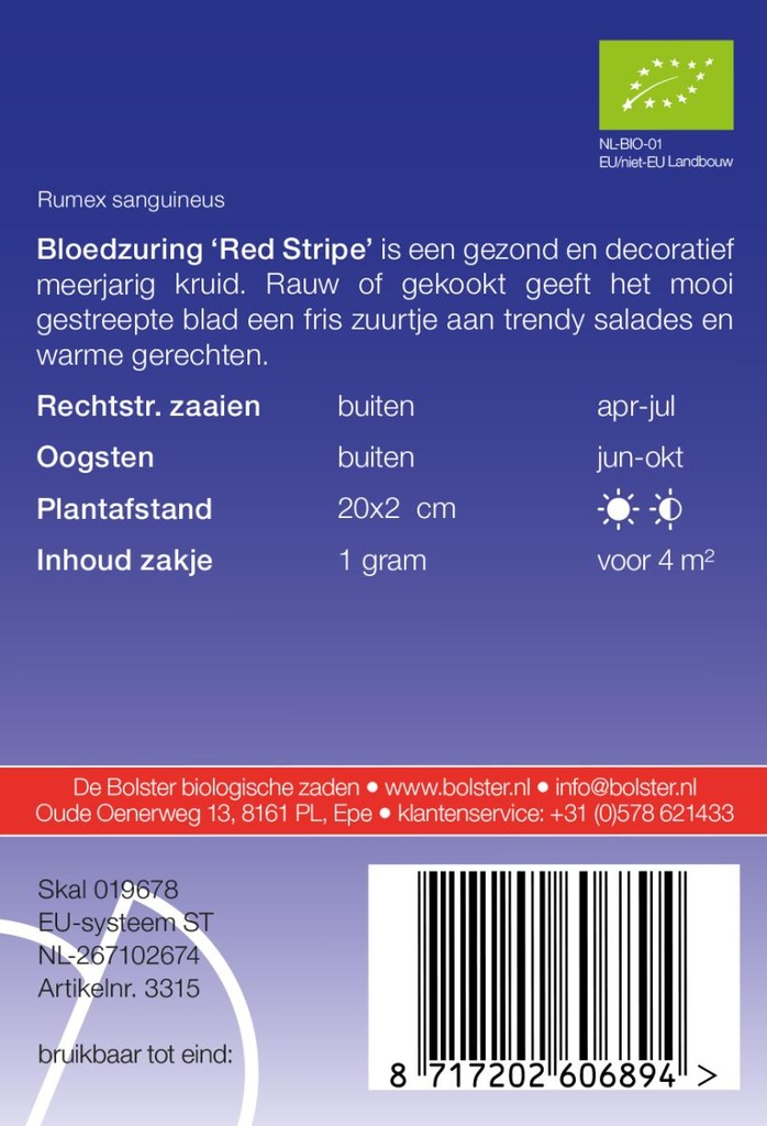 De Bolster Bloedzuring 'Red Stripe'