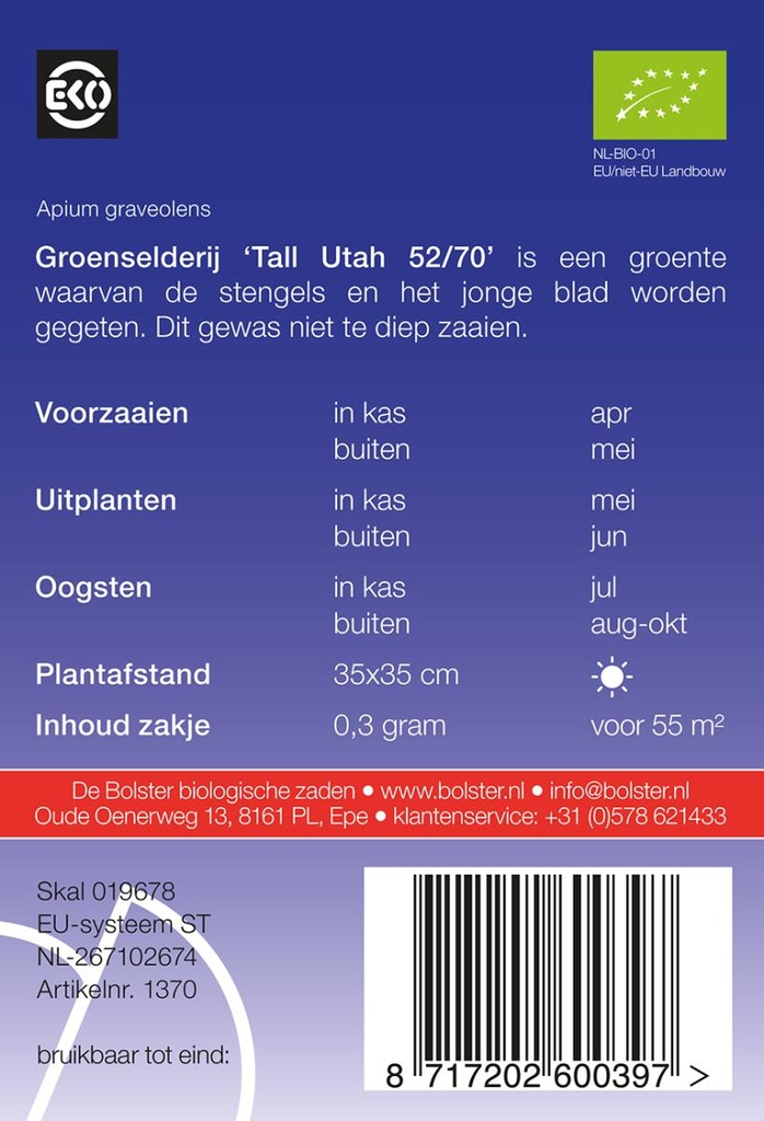 De Bolster Groenselderij 'Tall Utah 52/70'