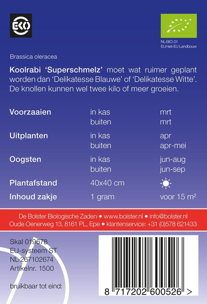De Bolster Koolrabi 'Superschmelz'