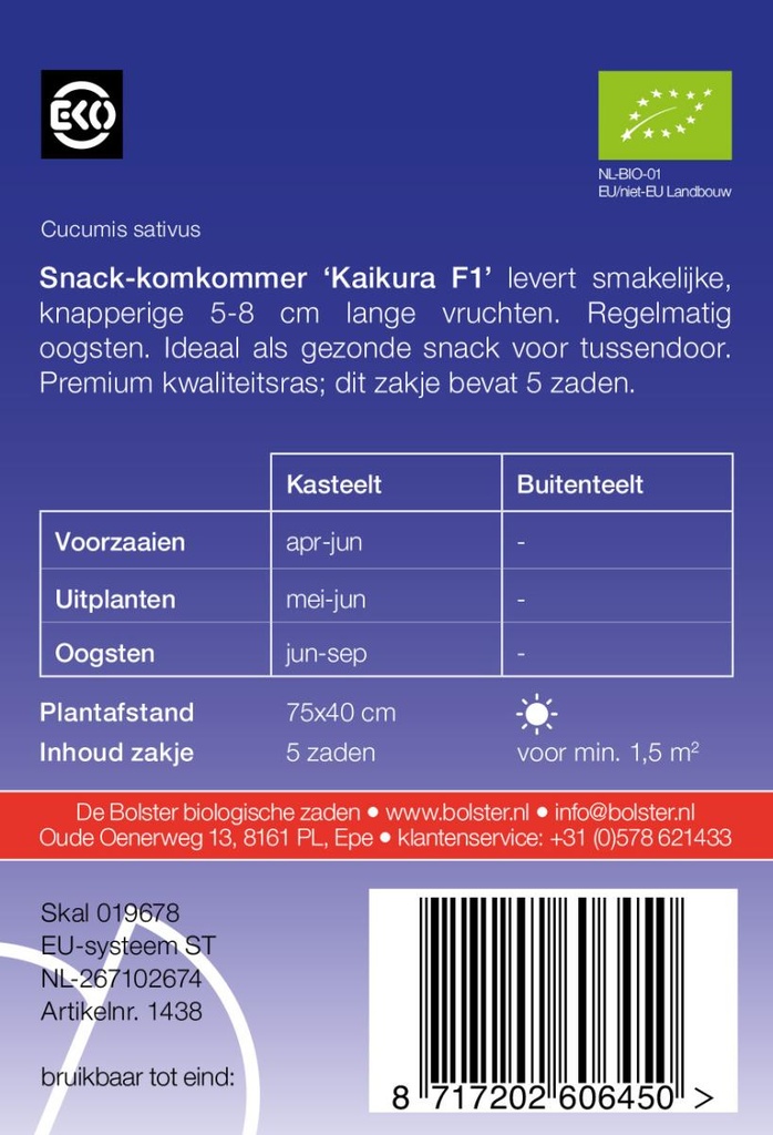 De Bolster Snack-komkommer 'Kaikura F1