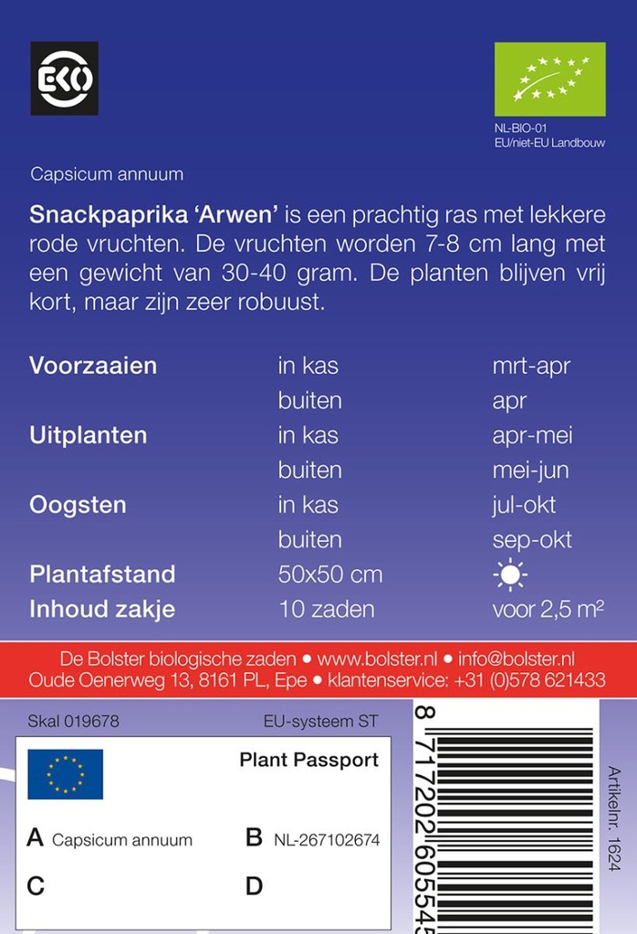 De Bolster Snackpaprika 'Arwen'