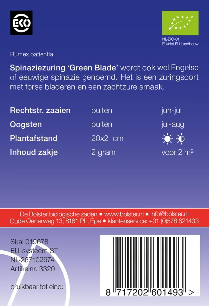 De Bolster Spinaziezuring 'Green Blade'