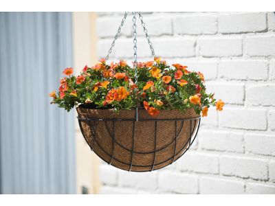 [6070104] Nature Hanging basket metaaldraad grijs geplastificeerd incl. ketting H17xØ35cm